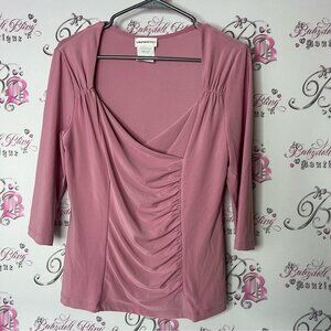 Laura petites cinched flattering Women's Pink Ruched Top